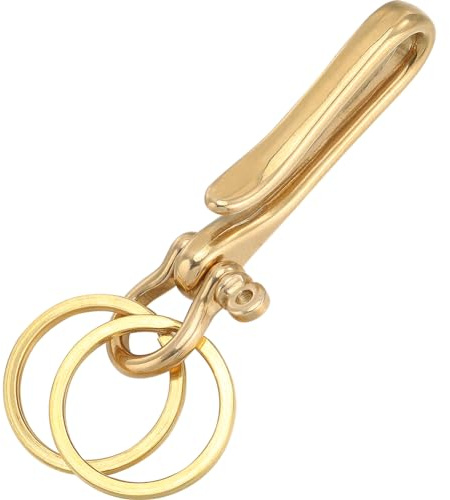 CRASPIRE Gancio A Forma di U Portachiavi 100mm Ottone U Portachiavi Gancio A U-Fish Gancio Portachiavi Anello Portachiavi Chiusura Clip per Cintura con Doppi Portachiavi Dorato per Portafoglio Catena