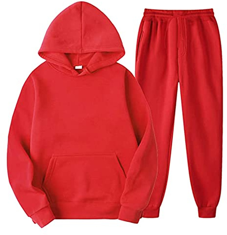 YOUYING Tuta sportiva da uomo, 2 pezzi, a maniche lunghe, felpa con cappuccio e pantaloni della tuta, casual, per allenamento e jogging
