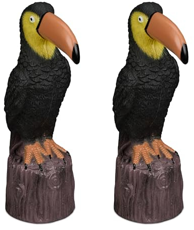 Relaxdays Gartenfigur Vogel, HBT: 35 x 10 x 19 cm, zum Hinstellen, Kunststoff, wetterfeste Gartendeko, schwarz/braun