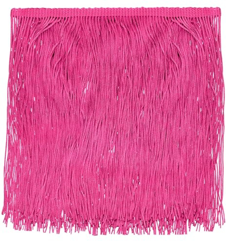 QUARKZMAN 2 Yardas 8 Franja de Flecos de Cadena Recorte Borla Cinta de Costura Franja de Flecos de Poliéster para Manualidades de Costura DIY Ropa, Rojo Rosa