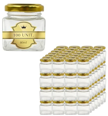 Espirito Rebelde 100 vasetti di vetro quadrati per spezie, 80 ml, con coperchio, barattoli portaoggetti da cucina, spezie, marmellata, yogurt