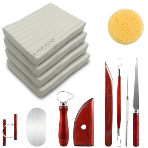 ReArt Icke-torkande oljebaserad modelleringslera 1,2 kg, icke-härdande, återanvändbar lera, giftfri ingen baka professionell oljebas skulpteringslera (vit och verktyg)