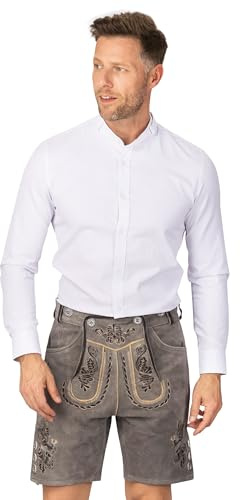 Wiesnstern Lederhose Fritz – Herren Lederhose aus hochwertigem Wildleder mit Stickerei & Hornknöpfen – Traditionelle und Bequeme Trachtenhose