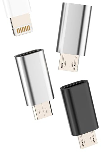 Adapter Lightning Buchse auf Micro USB Stecker (3 Stück) für iPhone, Ladegerät, Kabel, Dateien, Adapter, Android Smartphone, Klinke, kompatibel mit Samsung S6 S7 Edge + Note4 5 A7