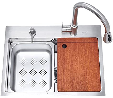 Lavello da cucina sottopiano in acciaio inossidabile 304 con angolo R stazione di lavoro a vasca singola include lavabo da bagno e accessori per lavanderia