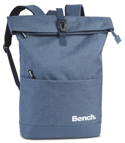 Ragusa-Trade Bench Classic Rolltop Rucksack Damen & Herren, Daypack, Backpack, 47 x 30 x 14 cm, 19 L Volumen, denim blau
