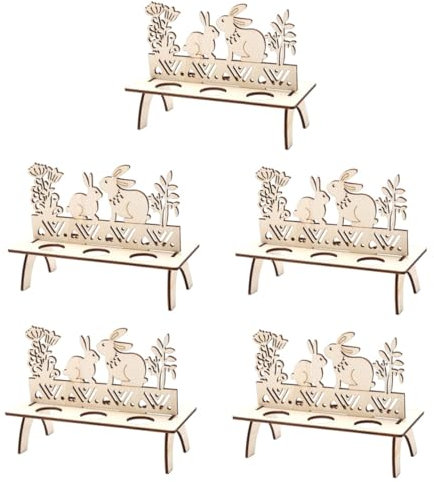 Cabilock 5 Pz Portauova Pasqua Coperchio Decorazioni per Uova Stuffers Finto Vassoi per Uova Adesivi per Uova Creatore di Morsi D' Torre Espositiva Piano Porta Uova Tuorlo di Legno