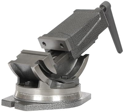 Tornillo de banco para máquina de hierro fundido, ancho de mordaza 100 mm, inclinable 0° - 90°, chasis giratorio 360°, tornillo de banco de precisión