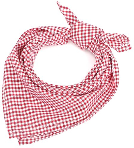 jiawaggag Trachtentuch Halstuch Kariert 50 * 50cm Oktoberfest Damen Outfit Trachtentücher Tuch Bayerische Accessoires für Karneval Oktoberfest Kostümparty (1, Rot Weiß)