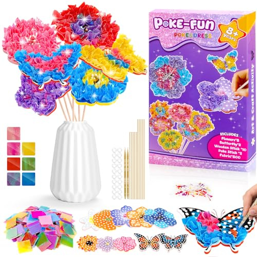 JoiTale Bastelset Kinder ab 6 4 5 Jahre Blumen Basteln Mädchen 5-10 Jahre, Kreativ Bastelkoffer Blumenstrauß mit Pailletten, Geschenk für Mädchen 3-12 Jahre Kindergeburtstag & Geburtstag