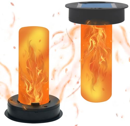 TaimeiMao 2 Stück Solarleuchten Ersatz Top, Solar Glühbirne, Solarleuchten Ersatzteile Flamme Lampe, Ersatz Solarmodul, Garten Solarleuchten Ersatzteile für außen Garten Tischleuchte Terrasse, 8.5cm