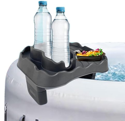 Vassoi per vasca da bagno – Bevande regolabili con lato piscina | Regolabile attraverso la piscina con foro di scarico | Non slip in piscina | Accessori per vasche idromassaggio gonfiabili