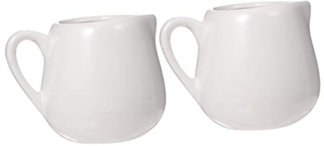 ZUNOXAZ Lot de 2 Pichet Ceramique Blanc 100ml, Mini Pot à Lait avec Poignée et Bec Verseur sans Goutte, pour Sauce et Café