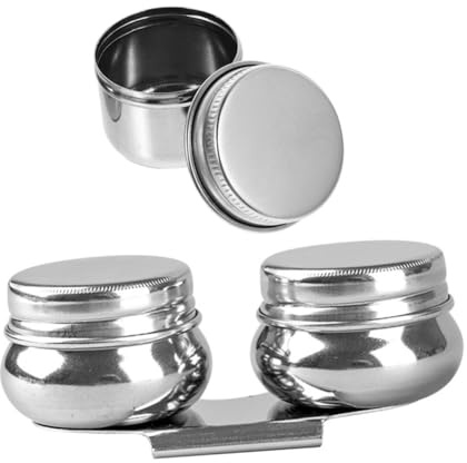NUOBESTY 2 piezas Vasos Mezcladores Inoxidable para al Óleo con Tapa Hermética y Clip para Lavapinceles Integrado Resistente y Portátil para Artistas