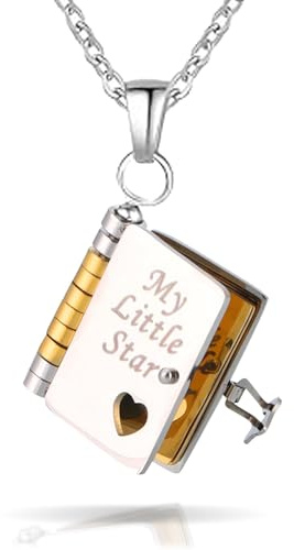 Kiddo Sky Meine Kleine Sternbuch-Halskette für die Tochter – Meine Unglaubliche Tochterbuch-Halskette, Geschenke für die Tochter von Papa/Mama, 6 Seiten zum Öffnen, Trägt Ewige Liebesgeschenke