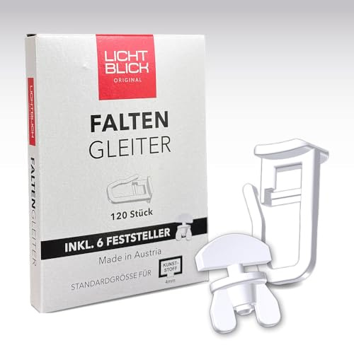 Lichtblick Faltengleiter | leises Gleiten – weiß, Langlebig, waschbeständig, Kunststoff weiß, einhaken
