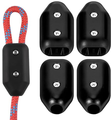 EULAPGOE Morsetti per Corda, Set da 4 Clip Regolabili per Corde da 8.5-10mm, in Plastica Composito e Acciaio Inossidabile, per Uso Esterno e Interno, Adatti a Fune, Nylon, Corda Intrecciata e Acciaio
