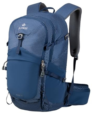 Alpinus - Wanderrucksack Mismi 28 L, Rucksack Sport und Outdoor, Trekkingrucksack Geräumige Hauptkammer, Backpacking Ergonomisch Geformte, Wanderrucksäcke - blau