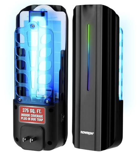 Flowtron Piège à mouches électrique à brancher d'intérieur avec lumière UV 9 W avec panneau adhésif – Attrape-moustiques silencieux, moucherons et mouches des fruits, couverture de 375 m² (noir)