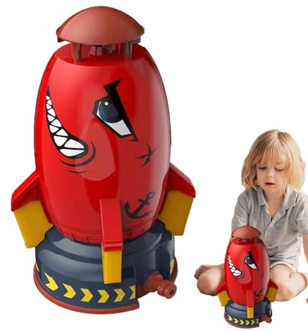 Rocket Water Sprinkler For Kids | Outdoor Rocket Water Pressure Lift Sprinkler Toy | 360 Rotary Cartoon Sprinklers Rockets Ship, Fun Interaction In Garden Lawn Waters Spray Toys For Kids