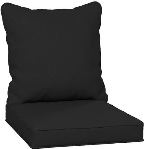 Outsunny Cushion Set with 1 Seat Cushion and 1 Back Pad Black