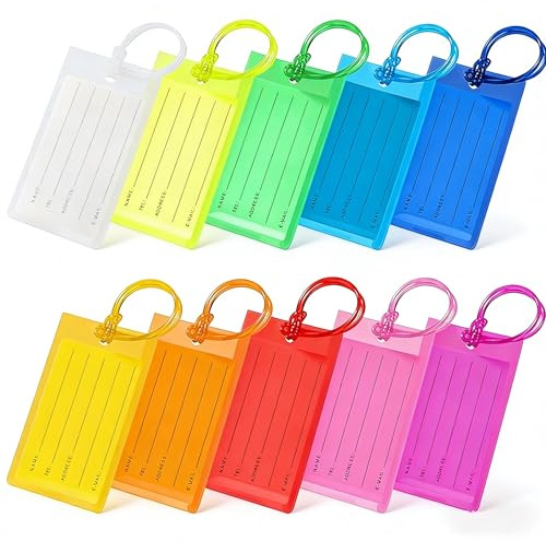 10 Stück Kofferanhänger mit Adressanhänger, flexibler Gepäckanhänger aus wasserdichtem PVC, ideal für Kreuzfahrten, Flugreisen und Reisen – praktische Gepäck
