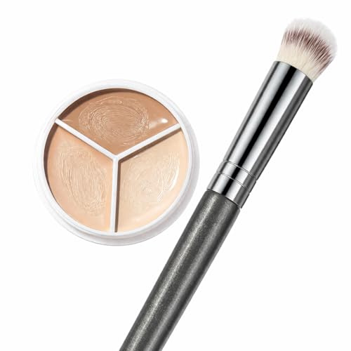 BIVYAX 1 Paleta Correctora Full Cover 3 Colores, Corrector 3 en 1 Crema con Pincel, corrector ojeras Resistente al Agua y Larga Duración, Ideal para Cubrir Ojeras, Rojeces y Cicatrices