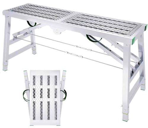 Plataforma de trabajo plegable portátil, torre de andamio de altura ajustable para limpieza y pintura