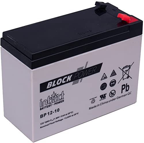 intAct Block-Power AGM Batterie 12V 10Ah - auslaufsicher und wartungsfrei - vielseitige AGM Versorgungsbatterie - für Freizeitbereich, Notstromanlagen, Sicherheitssysteme - Maße (LxBxH): 151x65x117mm
