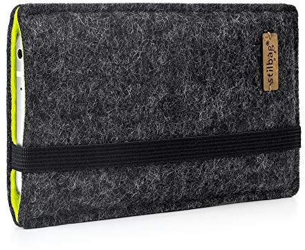 Stilbag maßgeschneiderte Handyhülle FINN - Anfertigung für Smartphones mit Case möglich | Farbe: anthrazit-apfelgrün | Smartphone-Tasche aus Filz | Handy Schutzhülle | Handytasche Made in Germany