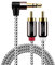 CableCreation 3,5 mm auf Cinch-Kabel, Winkel 3,5 mm-Stecker zu 2 x Cinch-Stecker, Aux-Stereo-Audio und vergoldeter Splitter, für Smartphones, MP3, Tablets, Lautsprecher, Heimkino, HDTV, ca. 1m 3Ft