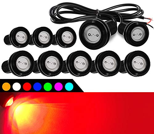 10pcs High Power 9W 18mm Eagle Eye LED Light DRL Fog Light Motorcycle Light Daytime Running Lights DRL Tail Backup Light Car Motor Clearance Marker Lights(Red)