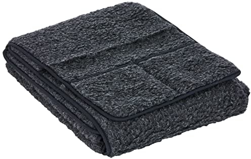 Schurwoll-Sesselschoner mit Armlehnenschoner und langem Fußteil, Anthrazit