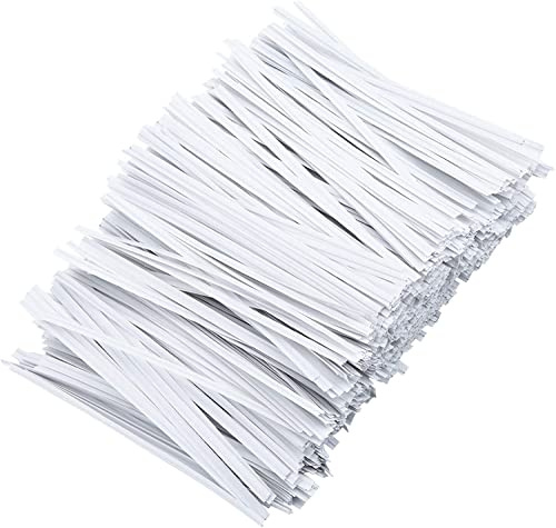 LUTER 1000 Stück 12 cm gedrehte Krawatten aus weißem Papier, wiederverwendbare Tütenbinder, gedrehte Krawatten aus Papier, Süßigkeitenbeutel, Kaffeebeutel, Snacks, Kuchen, Partyzubehör