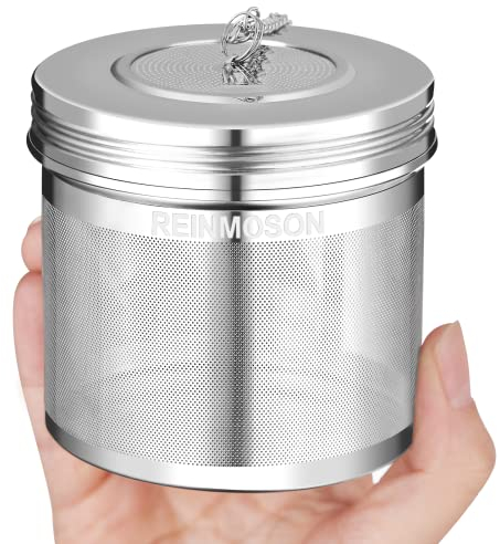 Reinmoson 2 Pack Large Tea Ball Infuser for Loose Leaf & Spice - 304 Stainless Steel, Threaded Lid, Chain Hook, Extra Fine Mesh Strainer for Herb, Iced Tea, Cooking Soup
