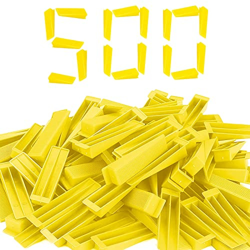 Reusable Leveling Wedges,Reusable Tile Leveling System Wedges for 1/8 Spacers,1/16 Spacers,1/32 Spacersand Tile Leveling System Kit,for Tile Leveler Installation (500Pcs, Yellow)