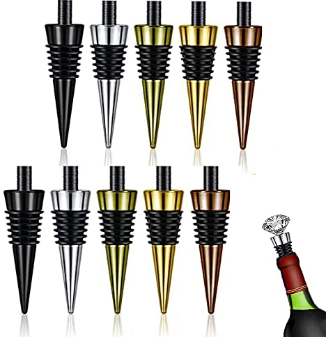 Smallterm 10 StüCke Weinflaschenverschluss Weinverschluss Sektflaschenverschluß Leere FlaschenverschlüSse mit Gewindepfosten für Rotwein Champagner Bar Party HäLt Wein Frisch