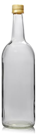 Ampulla 750ml Clear Glass Mountain Bottles with Gold Screw Closures – Pack of 12 Strong Containers – Suitable for Farmers’ Markets, Cafés, Takeaway, and Events