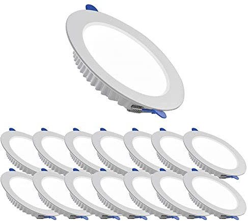FAZRPIP 15er Pack Ultradünne LED-Flächenleuchte Mini-Deckeneinbauleuchte 6W, 9W, 12W, 18W, 25W LED-Spot mit runder Blende für Badezimmer, Küche, Büro, Konferenzraum