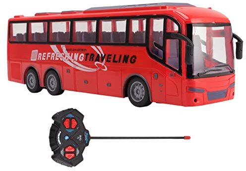 fansheng Bus Télécommandé pour Enfants, Simulation d'un Bus Rc 1/30 avec Télécommande pour Tout-Petits, Jouet Simulation de Chauffeur de Bus Et de Police, d'anniversaire pour GarçOns