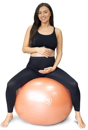 BABYGO Geburtsball – Schwangerschafts-Yoga, Arbeit & Gymnastikball & Buch Set Trimester-Ziel, Mutterschaftsphysio, Geburt & Genesungsplan inklusive Anti-Burst-umweltfreundliches (Terracotta, 65cm)