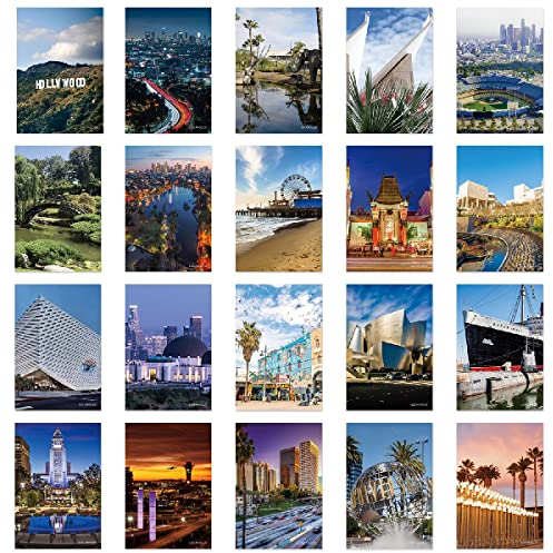 xtvinvm US City Los Angeles California Reisepostkarten aus der ganzen Welt Vintage Postkarten-Set für den Versand von Business Weihnachten Urlaub Geburtstag Postkarten mit Versandseite 20 Stück