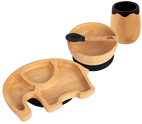 Tiny Dining Elefant Bambussaug -Baby -Fütterungsset - Schwarz - 4pc