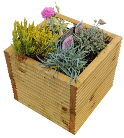 Mourne Wood Ben Crom Small Stacked Square Wooden Planter: Outdoor Garden Planters - Compact and Unique Design for Plant Displays