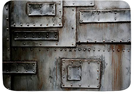 Bathroom Mats Industrial Wall Old Metallic Entrance Closed Factory Gate Security Protection Image 40X60Cm Indoor Outdoor Mat Dirt Trapper Funny Welcome Mat For Front Back Door Garage