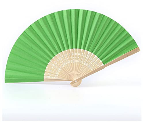 SHTGOI 2 Stück Handfächer Bunt Handheld Bambus Faltfächer Blank Folding Papier Fächer Hochzeit Hochzeitsfächer Taschenfächer Hand Fan Klappfächer für Kinder DIY Malerei Wedding Party Grün