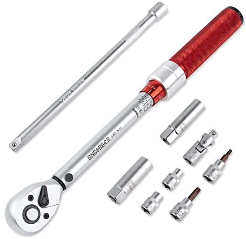BINGCOBBER Jeu de clés dynamométriques 3/8 - Double direction, tête à cliquet 72 dents, réglable 10-60 Nm, précision ± 3 % pour vélos de route et VTT