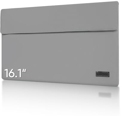 ARZOPA 16.1 Portable Monitor Sleeve Bag PU Leather Storage Case for Travel Monitor Laptop, Waterproof Material, Bottom Layer Material, Soft Lining, Can Be Rolled Up For Storage, Easy To Carry (Grey)