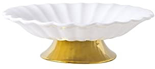 OQHAIR Bandeja de Frutas Plato de Fruta de cerámica Hora del té Plato de corazón Plato de Fruta Alto Creativo Plato de Ensalada de Restaurante Decoraciones de cerámica (Color: Blanco, Tam