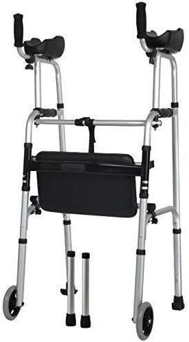 Déambulateur Aide à la Mobilité Déambulateur Pliable Chariot Poussette Accoudoir de Scooter Portable Léger avec Siège 2 Roues Utilisé pour Les Personnes Âgées Doubler le Confort